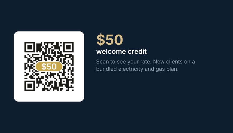 Sample FLUX business card, back with QR code
